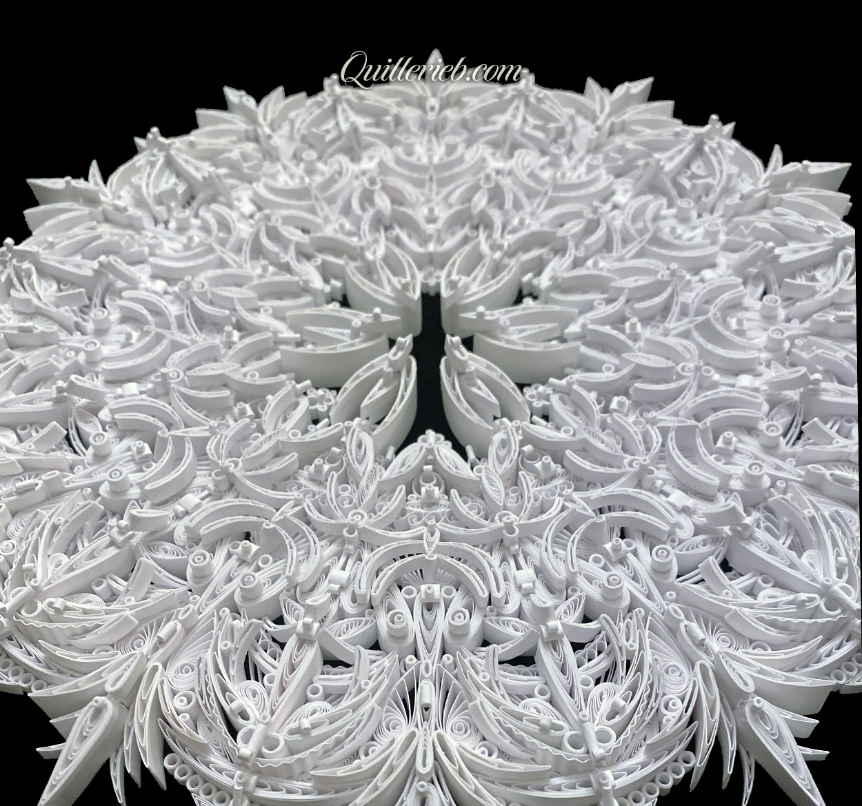 8-Point Star quilling design in brown and white tones full view.