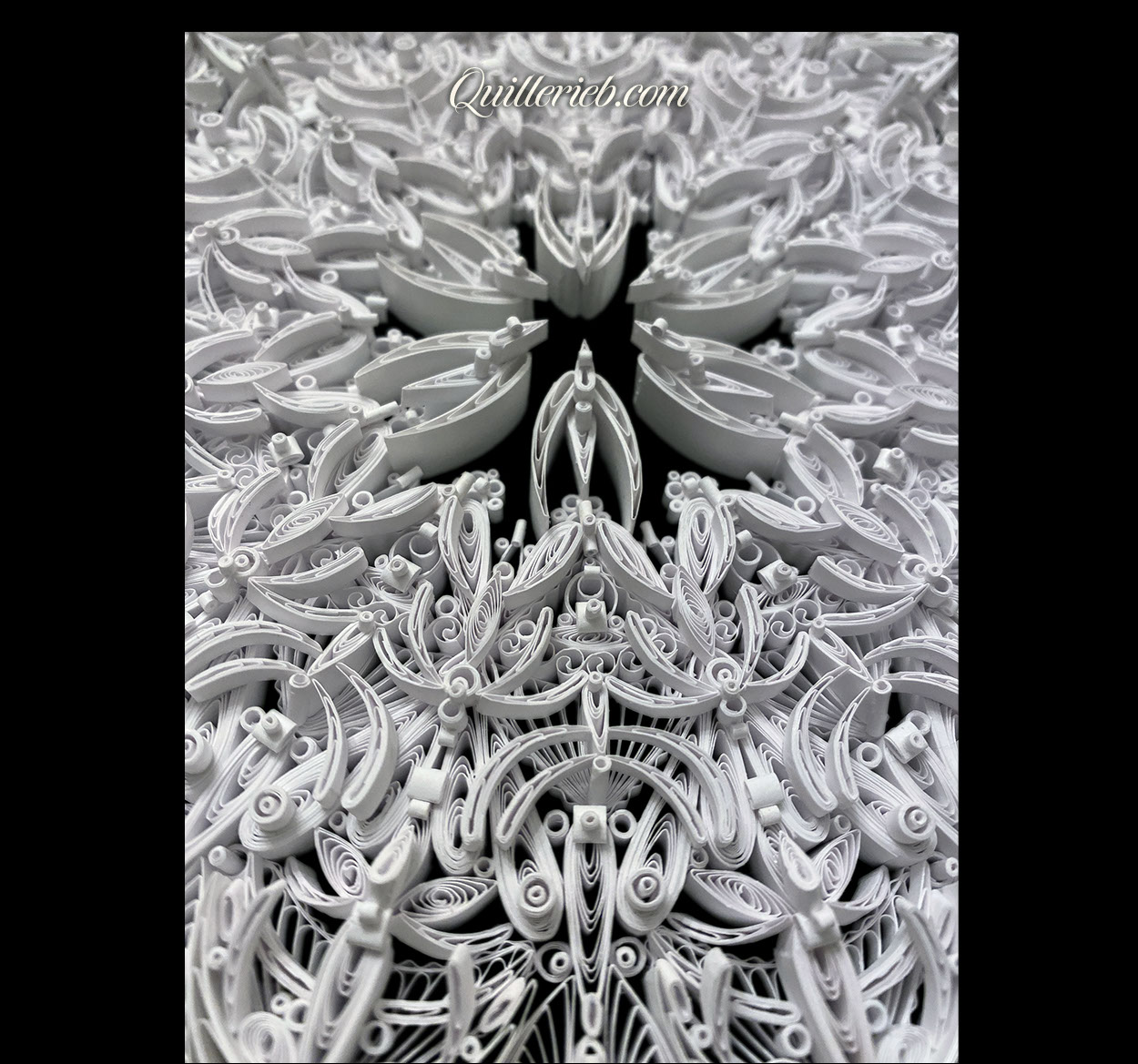 8-Point Star quilling design in brown and white tones full view.