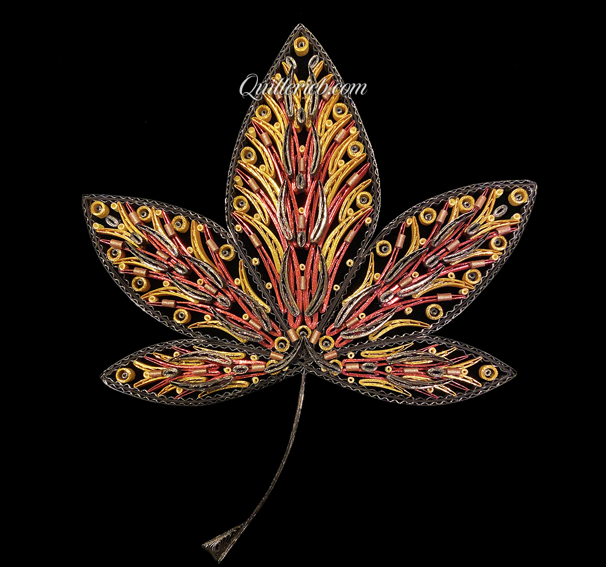 8-pointed quilling star in white, snowflake design full view.