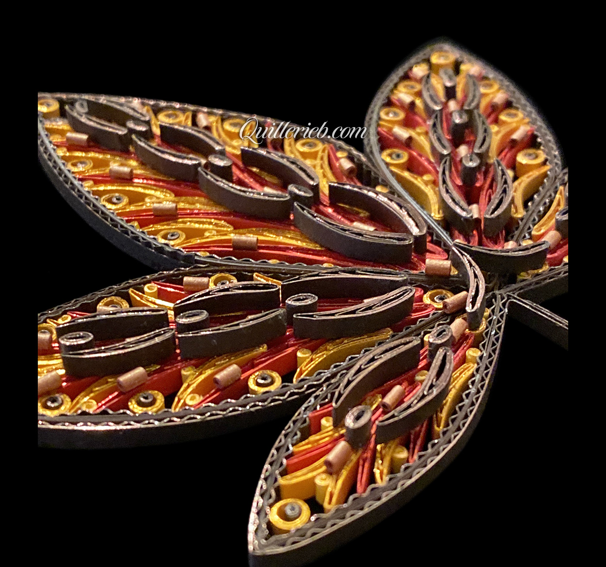 8-pointed quilling star in white, snowflake design full view.